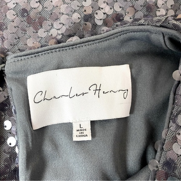 Chanler Henry Gunmetal Grey Sequin Party Dress Size L - Picture 6 of 8